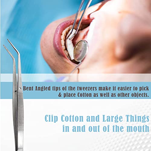 Lab Tweezers High Precision Forceps, 6" (15.2 cm), Fine Strong Angled Point tweezers, Stainless Steel - size: 6" Angled