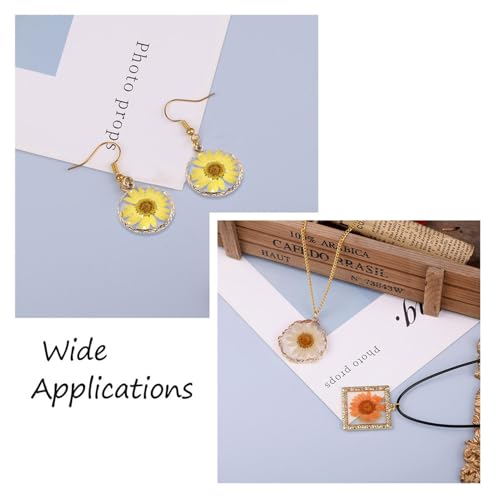 Transparent Flower Resin Charms Round Gold Edge Dried Floral Pendants Flat Round Clear Gold Foil Floral Charms for Necklace Bookmark Keychain Jewelry Making - color: Flower-10