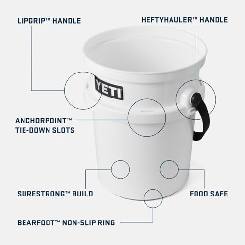 YETI Loadout 5-Gallon Bucket, Impact Resistant Fishing/Utility Bucket - color: White/Blue