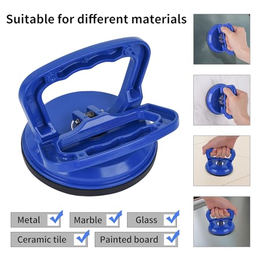 FCHO Glass Suction Cup Heavy Duty Aluminum Vacuum Plate Puller Handle Holder Hooks Duty Galss Lifting/Tile Suction Cup Lifter/Moving Glass/Pad for Lifting (Blue, 2Pack) - color: Blue