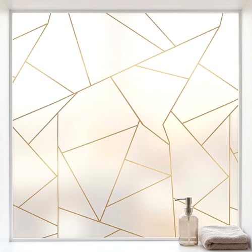 Privacy Window Film White Irregular Geometry No Glue Glass Sliding Door Tints Static Cling Covering Contact Paper Decals,UV Rejection/Heat Control/Easy Removable Stickers for Home Office,17.5x78.7In. - color: Triangle White, size: 17.5''x78.7''