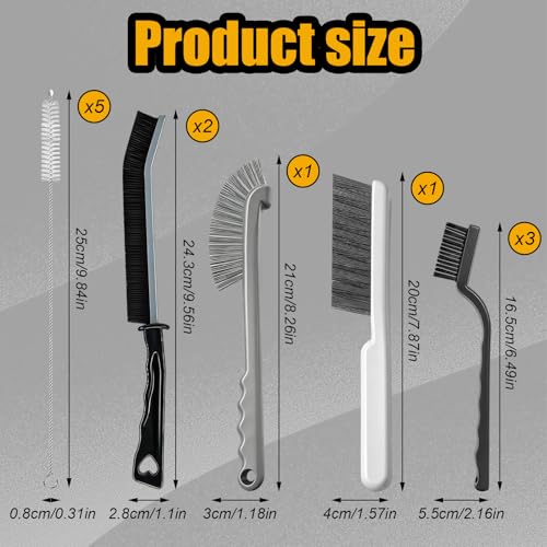 12pcs Crevice Cleaning Brush, Straw Cleaner Brush, Hard Bristle Grout Brushes for Home, Bathroom, Ktichen, Window and Corners