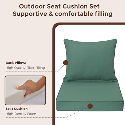 FUNHOME Outdoor Seat Cushion Set 24 x 24 x 4 Inch,Water Resistant Outdoor Chair Cushions for Patio Furniture,Thick Deep Seating Pads for Outside Chair Sofa Couch, Aqua Leala - color: Aqua Leala