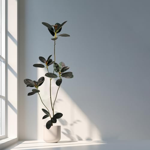 Artificial Rubber Tree,6ft Tall Fake Plants Artificial Rubber Plants for Indoor, Fake Trees for Office Home Living Room Floor Patio Greening Porch Decor。