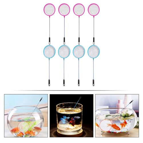 TEHAUX 8pcs Aquarium Fish Tank Nets Dense Fine Mesh Plastic Landing Nets for Fish and Shrimp Catching, Aquarium Cleaning Tool Suitable for Freshwater and Saltwater Tanks Random Color