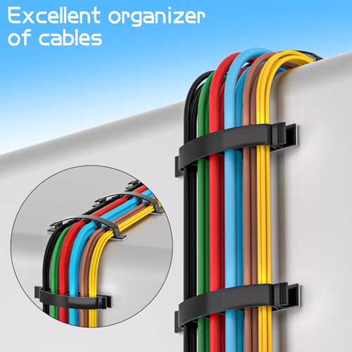 XHF 30pcs Adhesive Cable Wire Clips Black, Outdoor Cable Management Wire Organizer Cord Holder for Under Desk, Car, Wall, TV PC Ethernet Cable - color: Black, size: 6 cords slots-30pcs