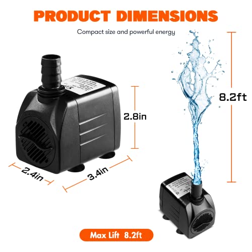 Simple Deluxe 400 GPH Submersible Water Pump with Adjustable Intake, 30W durable fountain water pump for Fish Tank, Hydroponics, Fountains, Ponds, Aquariums - size: 400 GPH (Adjustable Intake)