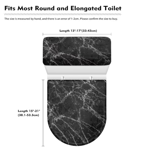 Bathroom Toilet Tank Lid Cover and Toilet Seat Lid Cover 2 Pcs Set, Easy to Clean Toilet Mat Protective Cover Home Indoor Bathroom Decoration Universal Fits, Black Marble - color: Black Marble