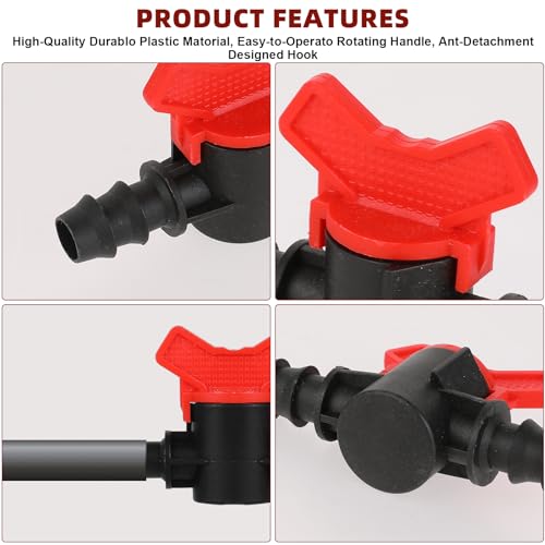 4PCS 3/8“ ID in Line Hose Barbed Ball Valve Shut-Off Switch with Hose Barb for Aquarium Garden Micro Irrigation