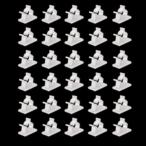 Viaky 30 Pieces White Adjustable Cable Clips Self-Adhesive Desk Organizer Nylon Wire Management Wire Holder - color: 30white, size: for 0-0.4''(10mm) cable