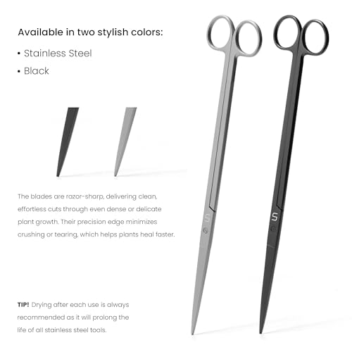 UNS Aquascaping Tools - Stainless Steel, Rust Resistant, Freshwater Planted Tank, Saltwater Reef Aquarium Maintenance Accessory - Trimming Stems & Carpets, Coral Cutting - Straight Scissors, Grey - color: Grey