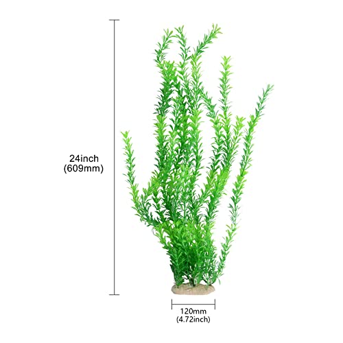Saim 24" Tall Aquarium Plants, Realistic Plastic Green Fish Tank Plants, Large Fake Artificial Plants Decorations