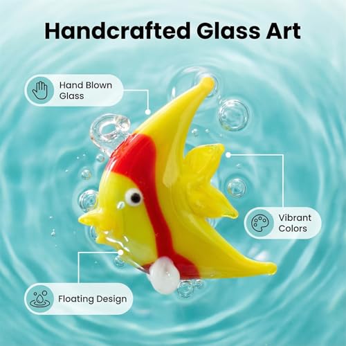 Hand Blown Glass Fish Figurines with Floats, Set of 3 Small Tropical Sea Animal Decor (B) - color: Multi-colour -B