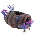 Aquarium Decor for Betta Fish Tanks, Tank Accessories, Starfish Barrel x 1 pcs, Aquarium Plants x 4 pcs