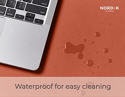 Nordik Cork Leather Desk Mat Cable Organizer - Saddle Brown 35 X 17 inch - Premium Extended Mouse Mat for Home Office Accessories - Non-Slip Vegan Leather Desk Pad Protector & Desk Blotter Pad - color: Cork Saddle Brown