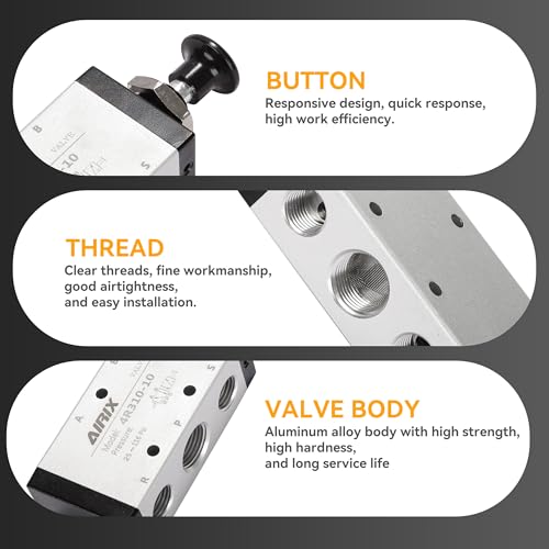 4R310-10 Pneumatic Push-Pull Valve, 5 Way 2 Position Hand Lever Air Control Valve, 3/8" NPT Manual Direct Acting Type for Pneumatic System - size: 3/8'' NPT, style: 5 Way 2 Position