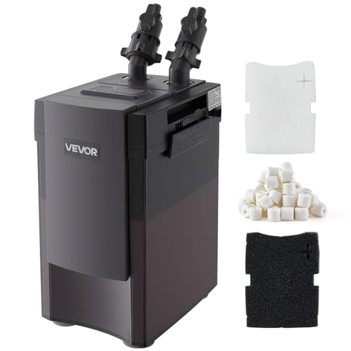 VEVOR 396GPH Canister Filter, 4-Stage External Aquarium Filter with Powerful Pump, Water Circulation Cleaning Machine with Media for Large Fish Tanks and Aquariums Up to 125 Gallons, for Freshwater - size: 396GPH