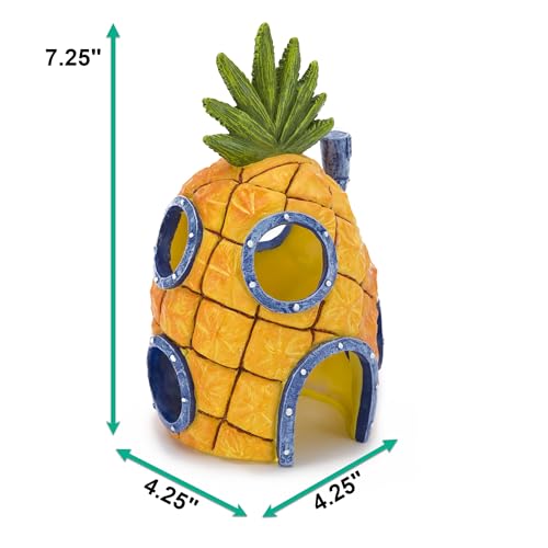 Penn-Plax Spongebob Squarepants Officially Licensed Aquarium Ornament – Spongebob’s Pineapple House – Large - size: Large