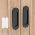 2 Pack Self Stick Sliding Door Handles, Aluminum Alloy 4 Inch Self Adhesive Cabinet Knobs for Push-Pull Glass Barn Doors, Closets, Wardrobes, Windows (2, Black) - color: Black