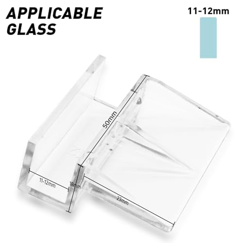 LINLAN 12mm 12 Pieces Aquarium Cover Bracket,Fish Tank Lid Clips Acrylic Aquarium Cover Clip Support Holder for Rimless Aquariums - size: 11-12mm