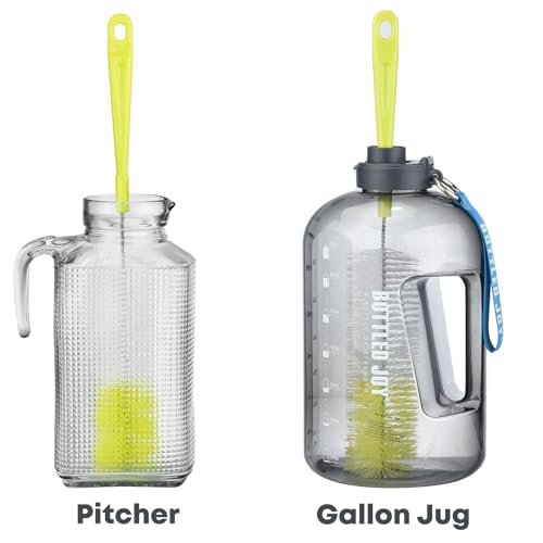 ALINK 3-Pack Long Narrow Neck Bottle Cleaning Brush for Beer, Wine, Flask, Thermos, Sport Well, Brewing Bottle and Hummingbird Feeder and Long Narrow Neck Sport Bottles - color: Ligth Green