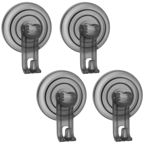 TACGEA Suction Cup Hooks for Shower, Powerful Vacuum Shower Hook for Towel, Robe, Loofah - Reuseable and Removeable Bathroom Hook, Gray, 4 Pack - color: Gray, size: 4 Pack