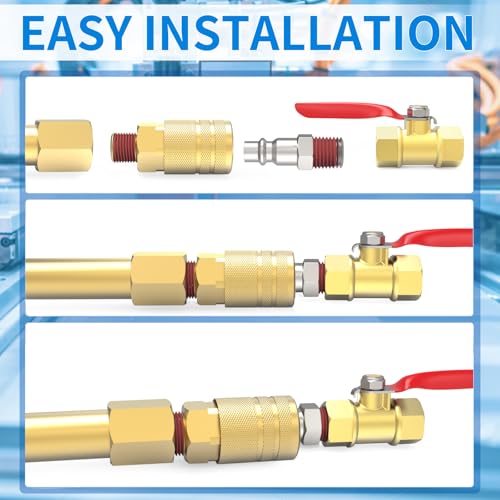 ChillWaves Brass Ball Valve, Air Compressor Ball Valve Shut Off Switch 1/4" NPT Female x 1/4" NPT Female Thread Pipe Fitting(8-PACK) - size: 1/4" FNPT x 1/4" FNPT, style: PACK OF 8