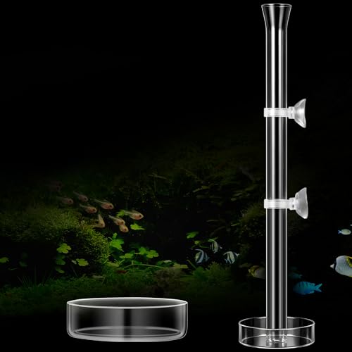 CHENGU 3 Pieces Shrimp Feeding Tube and Dish Set, 12 Inch Glass Shrimp Feeder Tube and 2 Aquarium Dish Bowl Fish Tank Feeding Supplies for Fish Tank Aquarium - size: 12" + 2 Tray