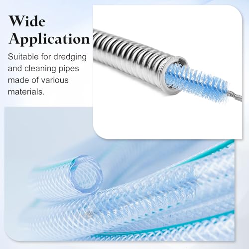 HARFINGTON 3pcs Flexible Long Drain Brush Straw Cleaner Set 78.74" Stainless Steel Double Ended Hose Brush with 8" Nylon Long Tube Pipe Cleaning for Fish Tank Sink Pipe, White - color: White, size: 200cm