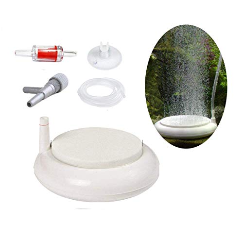 Aquarium Air Stone Disk Kit Fish Tank Bubbler High Effect Nano Round Disc Air Diffuser for Fish Bowl Oxygenation in Both Freshwater and Saltwater Tanks Hydroponic (4inch fits for 23-70 Gallon) - size: 4inch with 78.7inch airline tube