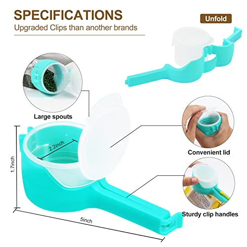 Bag Clips for Food Storage Sealing Clips with Pour Spouts Food Sealing Plastic Great for All Food or Cat/Dog Food Storage and Organization（6 Pack）
