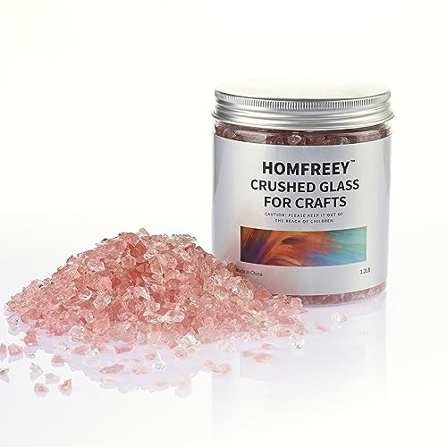 Crushed Glass for Crafts,Resin Art.Pink Broken Glass Piece Decor.Crush Glass for Vase Filler Art,Bar,Fish Tank,Garden Decoration. (3-6mm,1.2pound) - color: Pink