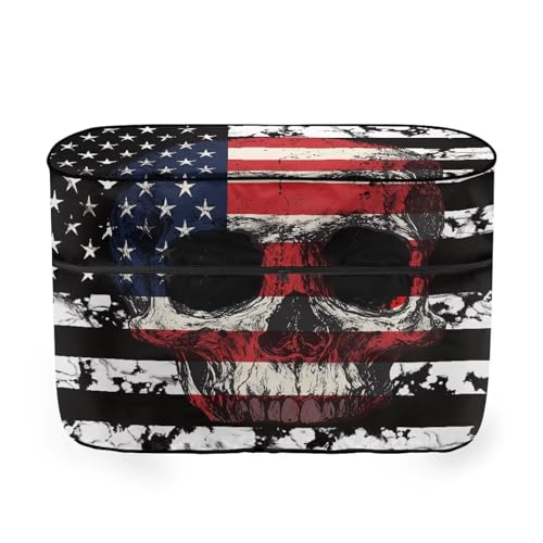 American Flag Skull Travel Trailer Cover Heavy Duty RV Camper Propane Tank Cover Fits 20LB Dual Propane Tanks Easy to Install - color: American Flag Skull, size: Small-Double 20LB