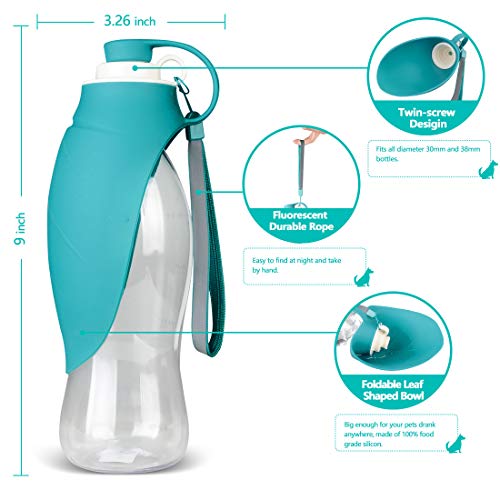 TIOVERY Dog Water Bottle for Walking, Pet Water Dispenser Feeder Container Portable with Drinking Cup Bowl Outdoor Hiking, Travel for Puppy, Cats, Hamsters, Rabbits and Other Small Animals 20 OZ - color: Blue