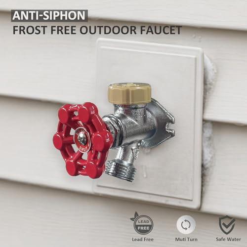 12inch Anti-Siphon Frost Free Sillcock, No Lead Brass Frost Proof Outdoor Faucet Bib with Backflow Preventer, 1/2" Push-to-Fit Connector X 3/4 Inch Hose Bibb Frost Free Spigot - style: 12 in Anti-Siphon Frost Free Sillcock