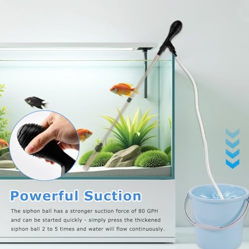 27 inch Fish Tank Cleaner Kit, Hose Silicone Airba g Fish Tank Water Changer Gravel Vacuum, Hand Pump Siphon, Fishes Tanks Glass Cleaner, Aquarium Cleaning Tools Water Changer