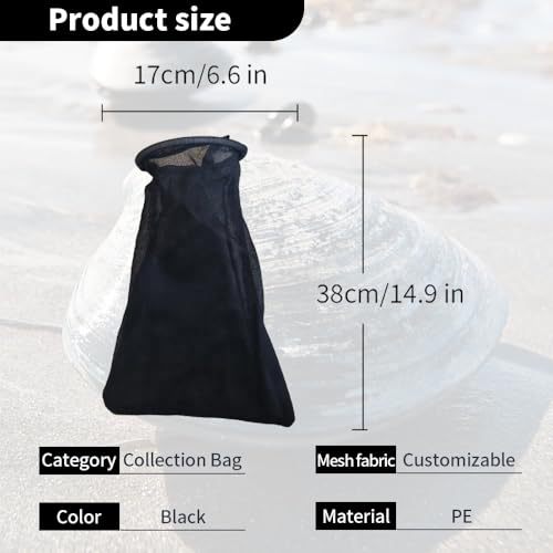 SturdyShape Clam Bag Mesh Waistline with Carabiner - Rigid Ring Basket Equipment Top Catch & Shell Collection Fishing Net for Razor Clamming/Diving(1)