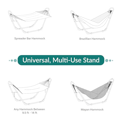 Sunnydaze Decor Universal Double Hammock Stand Only - 550-Pound Capacity - Heavy-Duty Hammock Stand for Outside - Fits 9 to 14 Foot Hammocks - Green