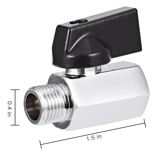 2 Pack Brass Mini Ball Valve 1/4" NPT Female x Male Thread Shut-Off Valve (1/4" NPT) - size: 1/4" NPT