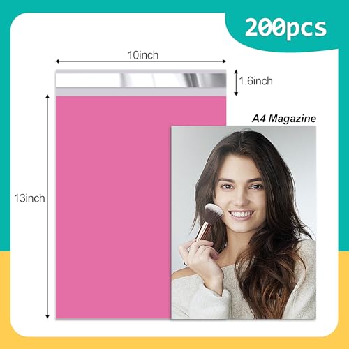 Poly Mailers 10x13 Inch 200 Pcs - Pink Waterproof Shipping Envelopes for Small Business with Tear Resistance and Self-Sealing Feature - Ideal Packaging Bags for Mailing, Shipping, and More - color: Pink, size: 10x13 Inch 200 Pcs