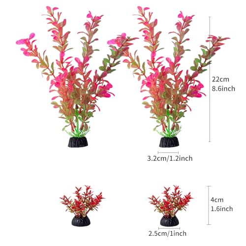 COMSUN 25 Pack Artificial Aquarium Plants, Small Size 4 inch Approximate Height Fish Tank Decorations Home Décor Plastic Red - color: Red