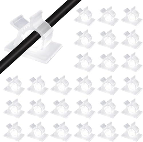 Viaky Self Adhesive Cable Clips, Wire Organize Cables Wire Management Clamps Outdoors Tie Holder Work for Cable Width 0.4''-Computer, Electrical Charging(Translucent, 30pcs) - color: 30translucent, size: for 0-0.4''(10mm) cable