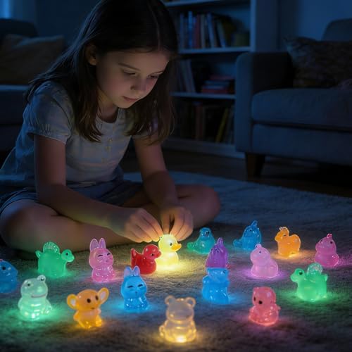 60Pcs Luminous Mini Resin Turtles and 60pcs Mini Resin Animals Styles Variety Tiny Animal Figurines Bulk for Micro Fairy Garden Landscape Accessories Hide Crafts Decor Aquarium