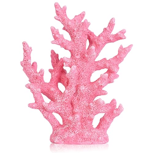 Artificial Coastal Dorm Fish Aquarium Coral Ornament Decor Realistic Aquatic Plant Marine Themed Gifts for Beach Coastal, Living Room, Bathroom- Pink - color: Pink