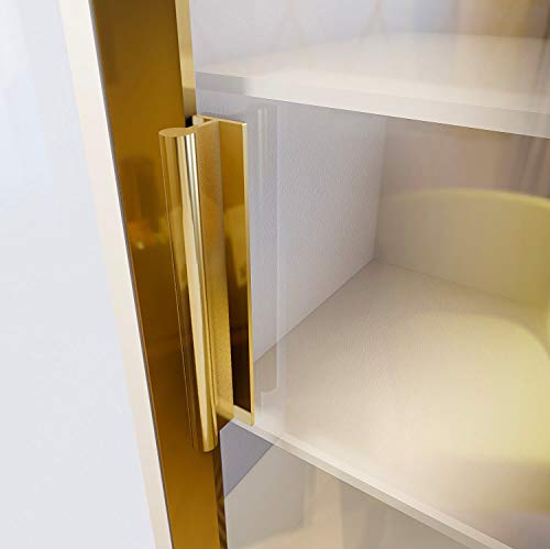 HRX Self-Adhesive Edge Fingerpull Door Handle - Easy to Install Screwless Peel and Stick on Glass, Wood, Metal, Plastic - Sliding Doors Knob for Kitchen Fronts, Drawers & Dressers Panels - 2 Pack - color: Brass Gold
