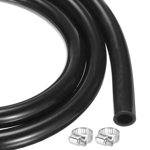 MECCANIXITY 10ft Silicone Rubber Tubing 1/4" ID 3/8" OD Plastic Tube Flexible Air Hose for Brewing, Wine Making, Pump Siphon, 6.4mm x 9.5mm, with 2pcs Clamps, Black - color: Black, size: 1/4" x 3/8"