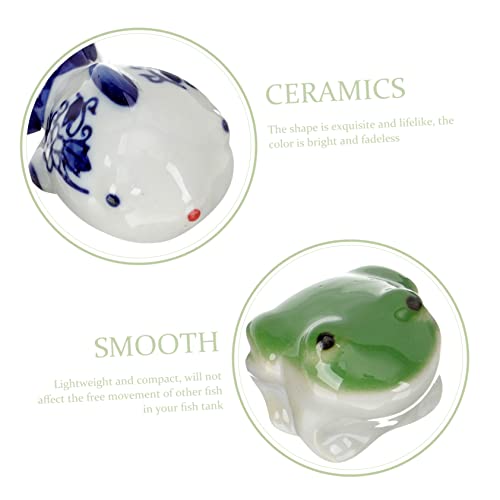 DOITOOL Home Floating Animal Decor 3pcs Ceramic Frog Turtle Fish Tank Aquarium Decor Decorative Ornaments