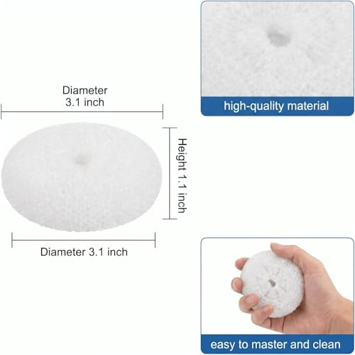 Blulu 15 Pcs Plastic Dish Scrubbers for Dishes Pot Round Nylon Pad, Mesh Scouring Non Scratch Pads (White) - color: White