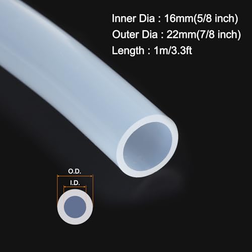 MECCANIXITY 3.3ft Clear Silicone Rubber Tubing 5/8" ID 7/8" OD Plastic Tube Flexible Air Hose for Brewing, Wine Making, Pump Siphon, 16mm x 22mm, with 2pcs Clamps - color: Clear, size: 5/8" x 7/8"