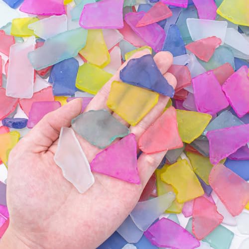 Keedolla Tumbled Sea Glass for Crafts - 10 OZ Colorful Flat Frosted Seaglass Pieces Crushed for DIY Art Crafts, Vase Filler, Beach Weddings, Aquarium and Home Decor - color: Multicolor - A, size: 10 OZ / 0.63 LB